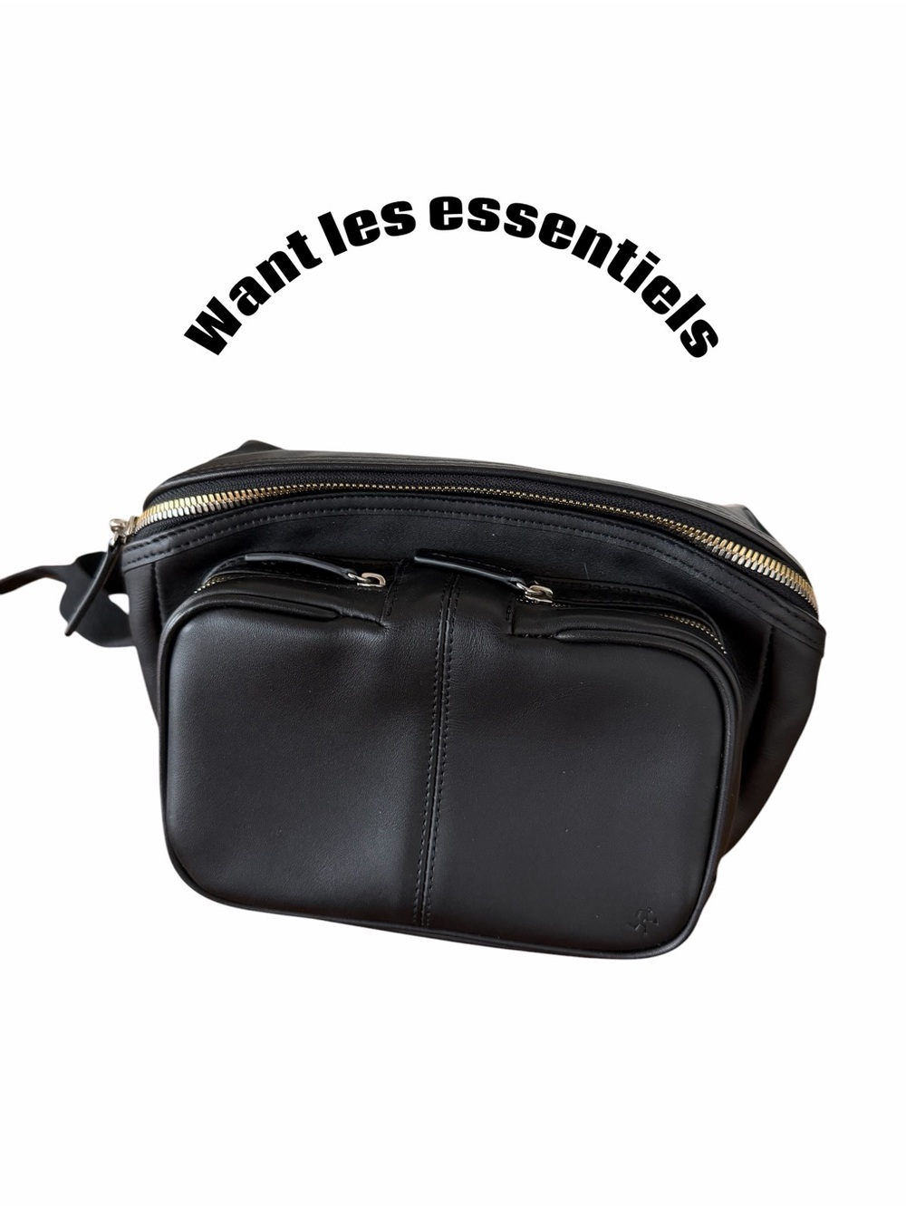 WANT Les Essentiels Testa Black Leather Waist Pack Crossbody Sling Bag